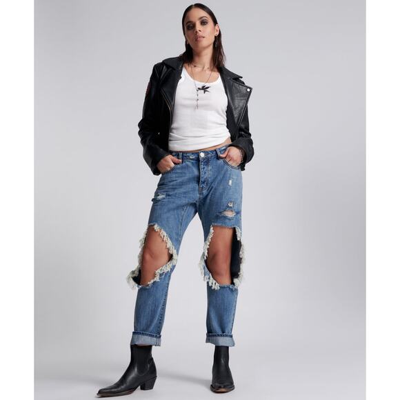 BNWT $148 One Teaspoon Messed Up Saints Jean in Johnny Blue / Size 26 - Picture 2 of 10